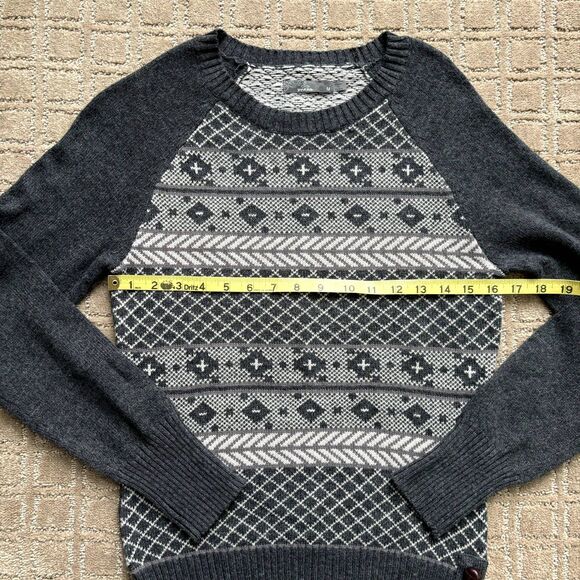 PrAna Ramona Pullover Sweater Women's Medium Fair Aisle Wool Blend Gray Warm - Picture 9 of 11